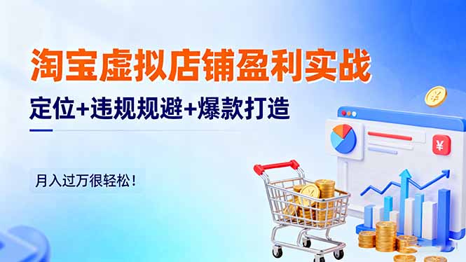 淘宝虚拟店铺盈利实战：定位+违规规避+爆款打造，月入过万很轻松！-惠声网赚