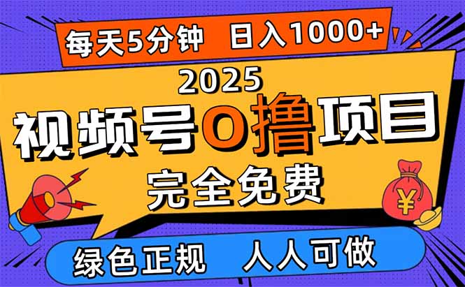 2025视频号0撸项目，5分钟一个号，日入1000+，人人可做-惠声网赚