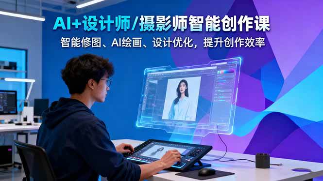 AI+设计师/摄影师智能创作课：智能修图、AI绘画、设计优化，提升创作效率-惠声网赚