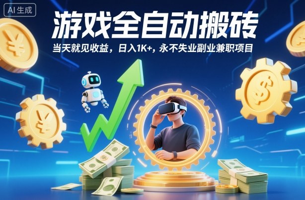 游戏全自动搬砖，当天就见收益，日入1K+，永不失业副业兼职项目【揭秘】-惠声网赚
