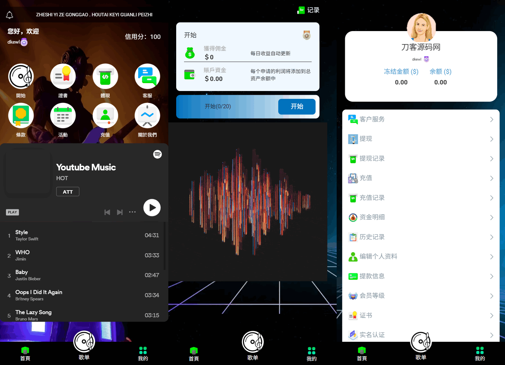 海外多语言音乐刷单抢单源码/连单卡单/叠加组规则/打针/前端html/后端PHP-惠声网赚