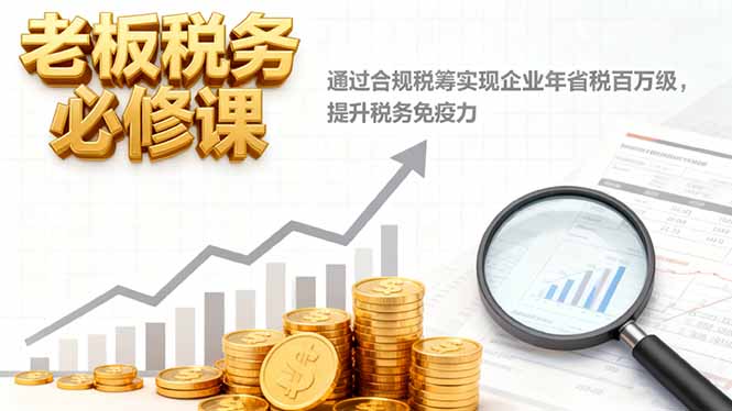 老板税务必修课，通过合规税筹实现企业年省税百万级，提升税务免疫力-惠声网赚