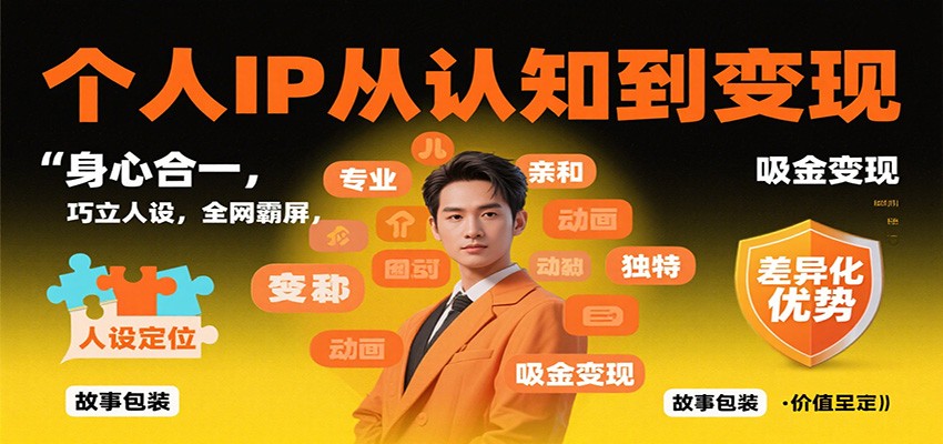 个人IP从认知到变现，身心合一，巧立人设，全网霸屏，吸金变现-惠声网赚