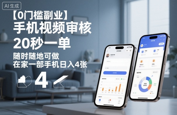 【0门槛副业】手机视频审核，20秒一单，随时随地可做，在家一部手机日入4张【揭秘】-惠声网赚