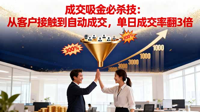 吸金成交营销必杀技：从客户接触到自动成交，单日成交率翻3倍-惠声网赚