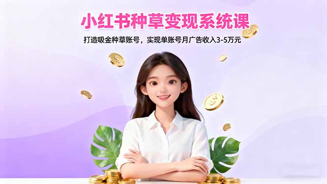 小红书种草变现系统课：打造吸金种草账号，实现单账号月广告收入3-5万元-惠声网赚