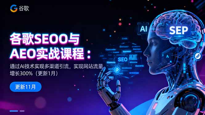 谷歌SEO与AEO实战课程：通过AI技术实现多渠道引流，实现网站流量增长300%-惠声网赚