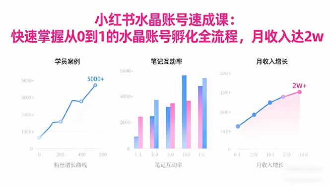 2025小红书水晶账号速成课：快速掌握从0-1水晶账号孵化全流程，月收入达2w-惠声网赚