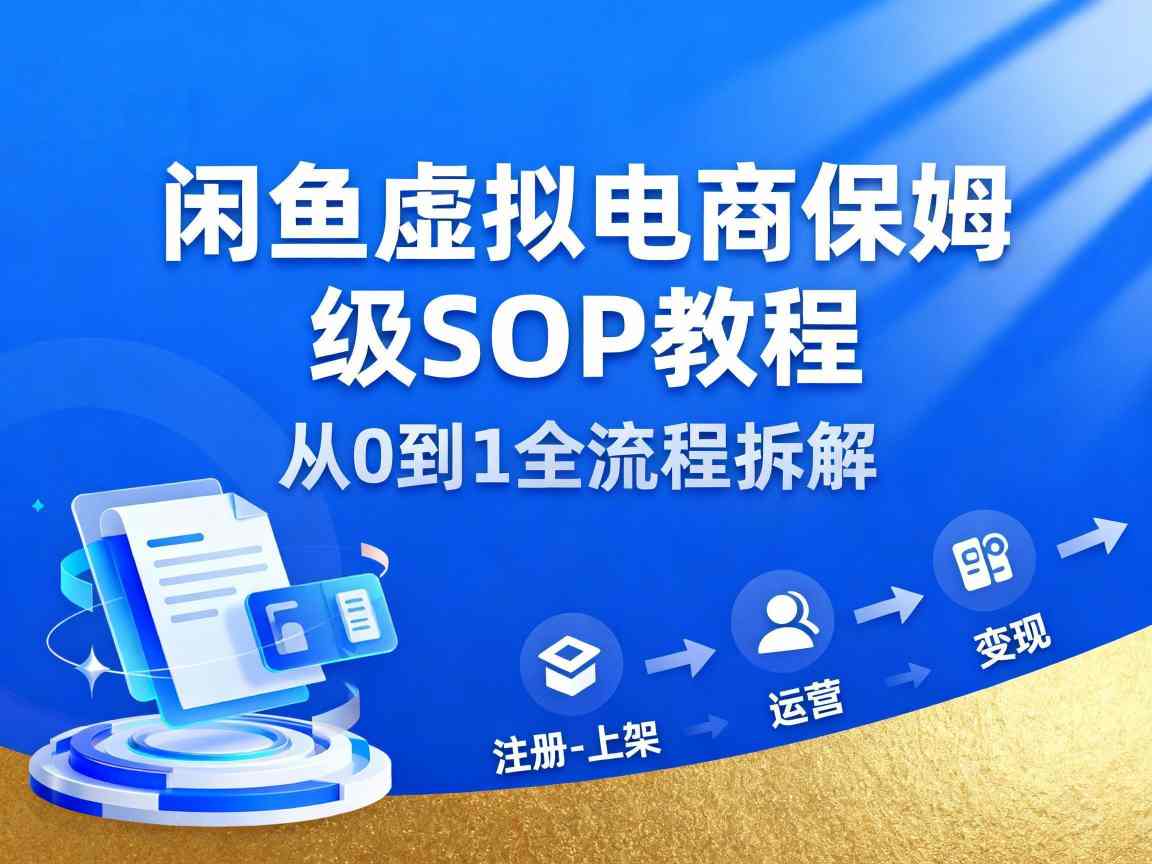 闲鱼虚拟电商，月入轻松过1W，保姆级SOP教程-惠声网赚