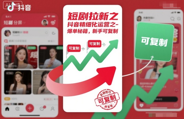 短剧拉新之抖音精细化运营之爆单秘籍，新手可复制-惠声网赚