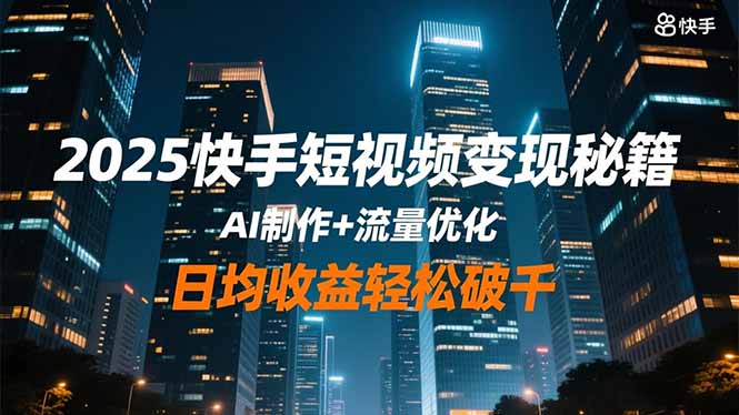 2025快手短视频变现秘籍，AI制作+流量优化，日均收益轻松破千-惠声网赚