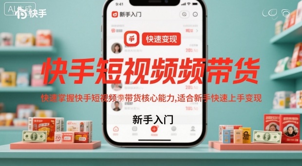 快手短视频带货，快速掌握快手短视频带货核心能力，适合新手快速上手变现-惠声网赚