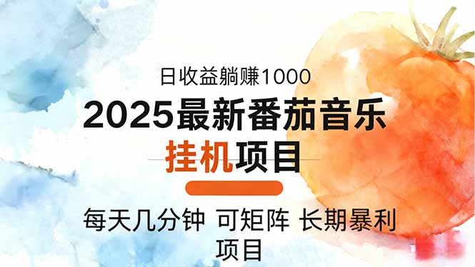 2025年最新番茄音乐人挂机项目，每天几分钟，月入1000＋，可矩阵，一台...-惠声网赚