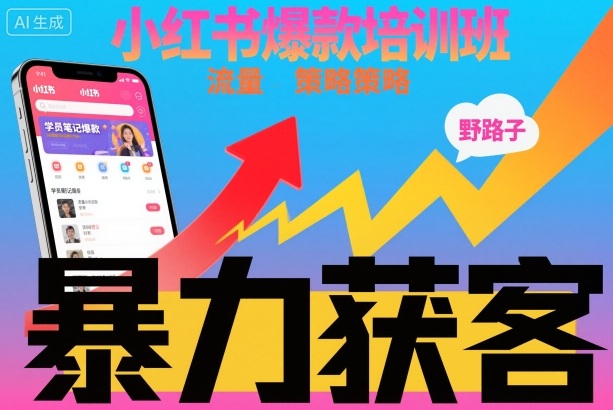 小红书爆款培训班，小红书获客野路子流量打法，暴力持续获客-惠声网赚