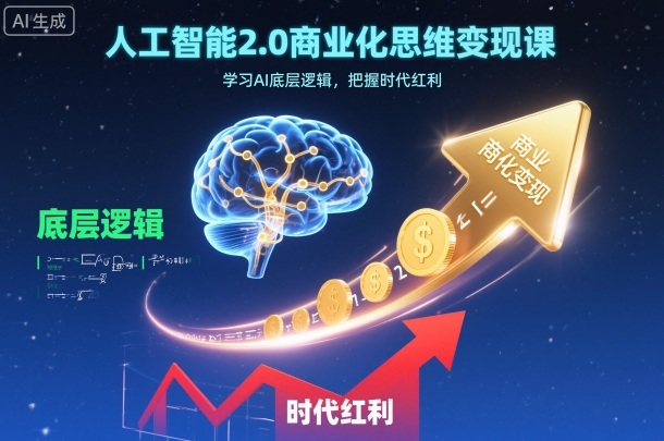 人工智能2.0商业化思维变现课，学习AI底层逻辑，把握时代红利-惠声网赚