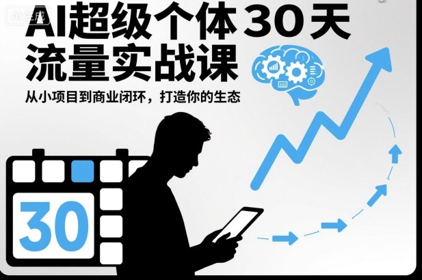 AI超级个体30天流量实战课，从小项目到商业闭环，打造你的生态-惠声网赚
