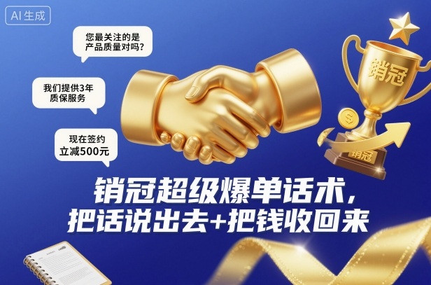 销冠超级爆单话术，把话说出去+把钱收回来-惠声网赚
