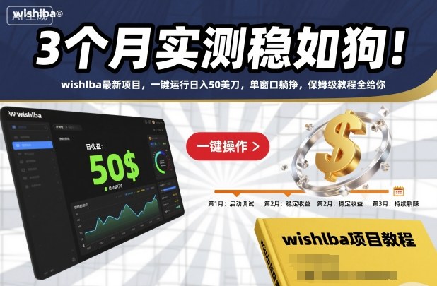 3个月实测稳如狗！wishlba最新项目，一键运行日入50美刀，单窗口躺挣，保姆级教程全给你【揭秘】-惠声网赚