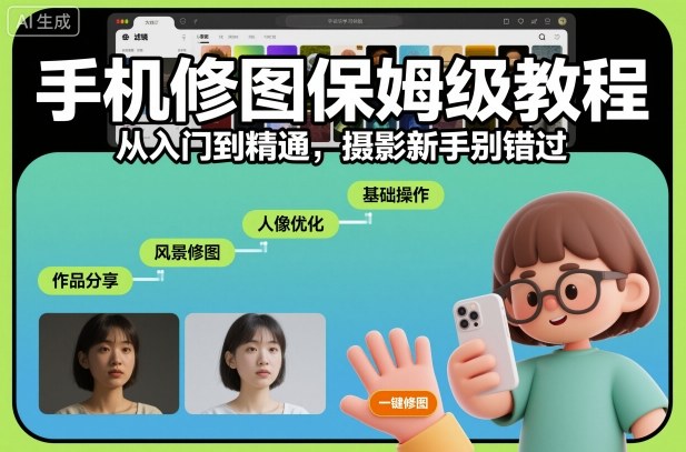 手机修图保姆级教程，从入门到精通，摄影新手别错过-惠声网赚
