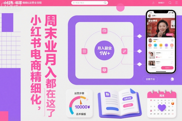 小红书电商精细化运营全流程，周末副业月入1W+，全套方法都在这了-惠声网赚