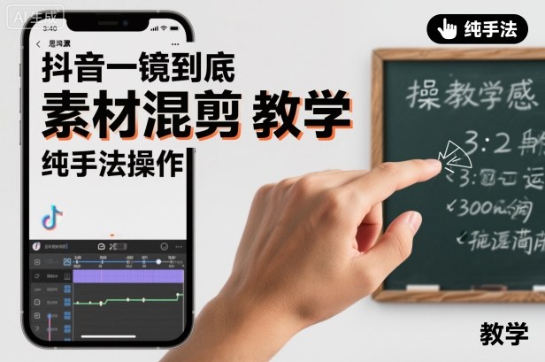 抖音一镜到底素材混剪教学，纯手法操作-惠声网赚