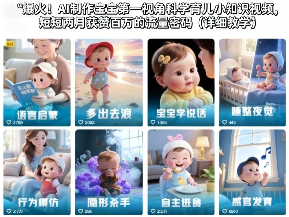 爆火！AI制作宝宝第一视角科学育儿小知识视频，短短两月获赞百万的流量密码(详细教学)-惠声网赚