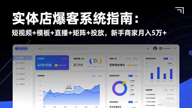 实体店爆客系统指南：短视频+模板+直播+矩阵+投放，新手商家月入5万+-惠声网赚
