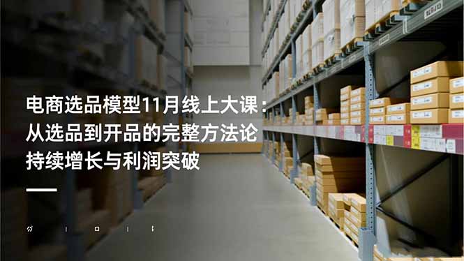 电商选品模型11月线上大课：从选品到开品的完整方法论 持续增长与利润突破-惠声网赚