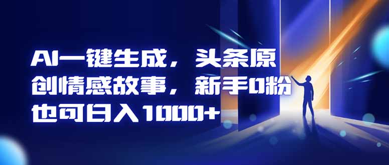 AI一键生成，头条原创情感故事，新手0粉也可日入1000+-惠声网赚