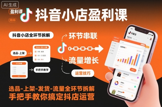 抖音小店盈利课-选品-上架-发货-流量全环节拆解，手把手教你搞定抖店运营-惠声网赚
