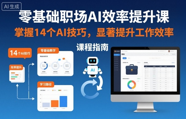 零基础职场AI效率提升课，掌握14个AI技巧，显著提升工作效率-惠声网赚