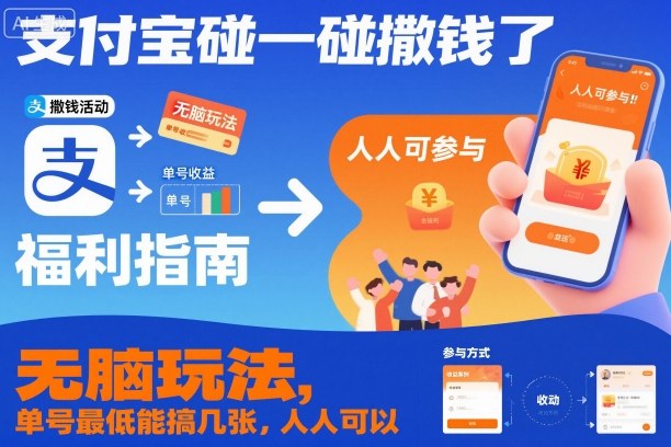 支付宝碰一碰撒钱了，无脑玩法，单号最低能搞几张，人人可以撸【揭秘】-惠声网赚