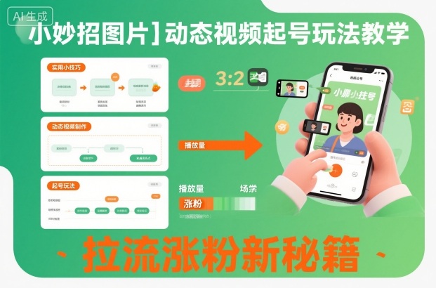 小妙招图片＋动态视频起号玩法教学，拉流涨粉新秘籍-惠声网赚