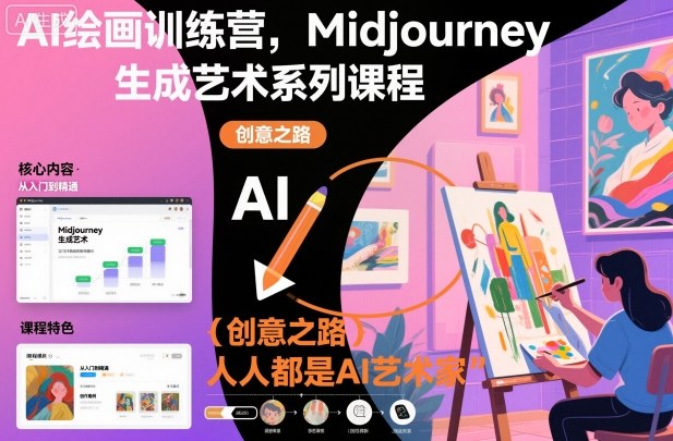 AI绘画训练营，Midjourney生成艺术系列课程，人人都是AI艺术家-惠声网赚