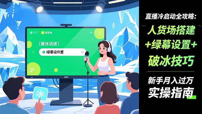 直播冷启动全攻略:人货场搭建+绿幕设置+破冰技巧，新手月入过万实操指南-惠声网赚
