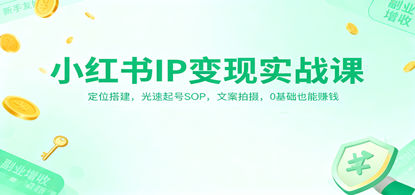 小红书IP变现实战课：定位搭建，光速起号SOP，文案拍摄，0基础也能赚钱-惠声网赚
