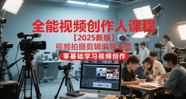 全能视频创作人课程【2025新版】视频拍摄剪辑编导运营，零基础学习视频创作(更新)-惠声网赚