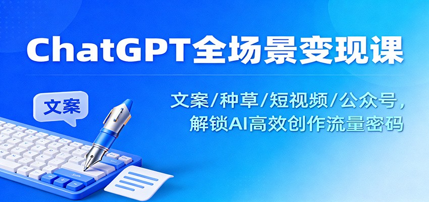 ChatGPT全场景变现课：文案/种草/短视频/公众号，解锁AI高效创作流量密码-惠声网赚
