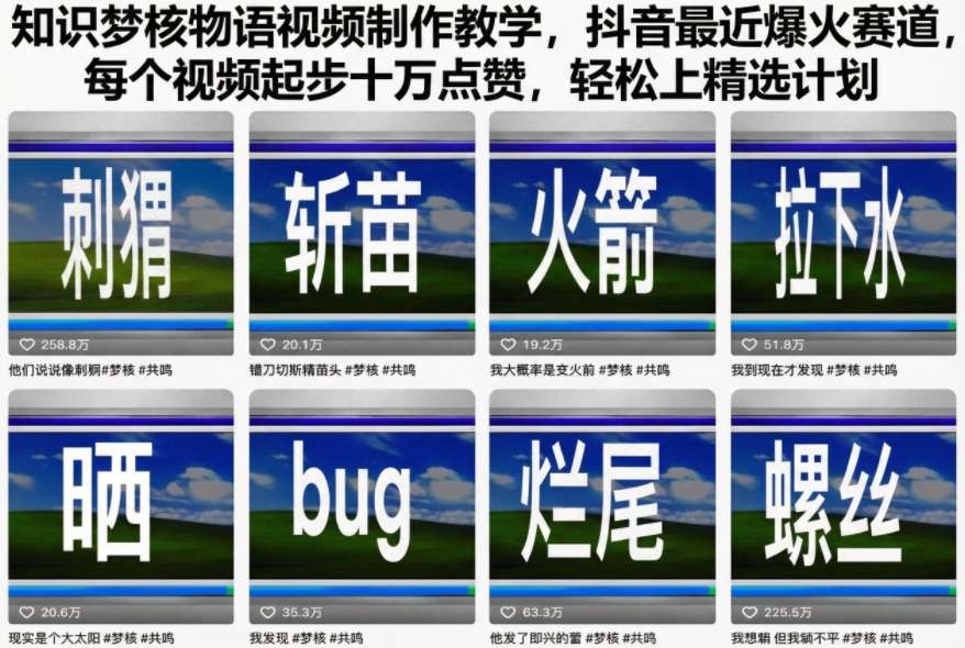 知识梦核物语视频制作教学，抖音最近爆火赛道，每个视频起步十万点赞，轻松上精选计划-惠声网赚