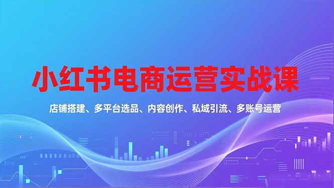 小红书电商运营实战课，店铺搭建、多平台选品、内容创作、私域引流、多账号运营等玩法-惠声网赚