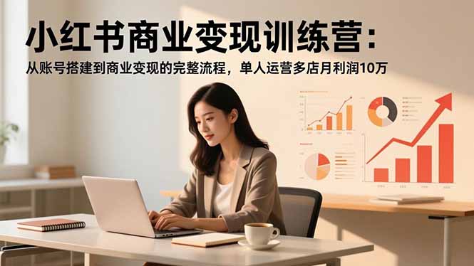 小红书商业变现训练营：从账号搭建到商业变现的完整流程，单人运营多店月利润10万-惠声网赚