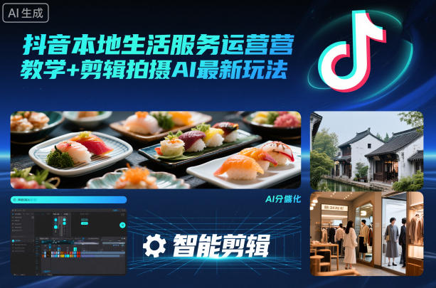 抖音本地生活服务运营教学+剪辑拍摄AI最新玩法-惠声网赚