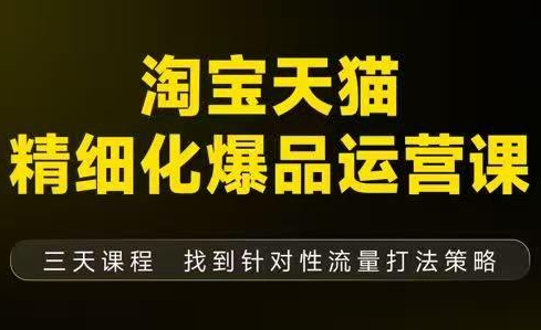猫课子幽·淘宝天猫精细化爆品运营【音频+字幕+文档】(9月12-14杭州线下课)-惠声网赚