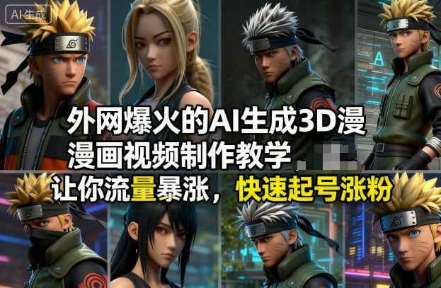 外网爆火的AI生成3D漫画视频制作教学，让你流量暴涨，快速起号涨粉！-惠声网赚