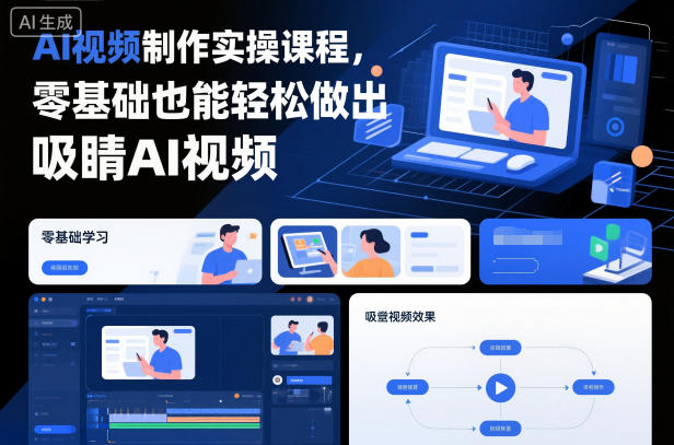 AI视频制作实操课程，零基础也能轻松做出吸睛AI视频-惠声网赚