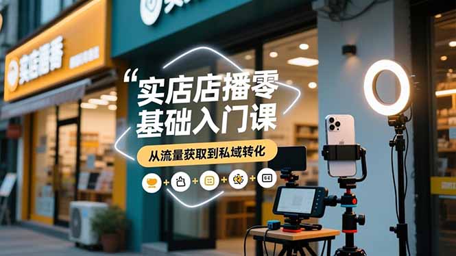 实体店播零基础入门课，实体店+短视频+直播+微信生态+私域社群，从流量获取到私域转化-惠声网赚