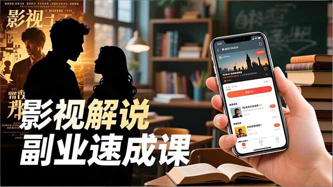 Tk影视解说副业速成课，软件安装、全流程实操、爆款预设，新手两周变现-惠声网赚
