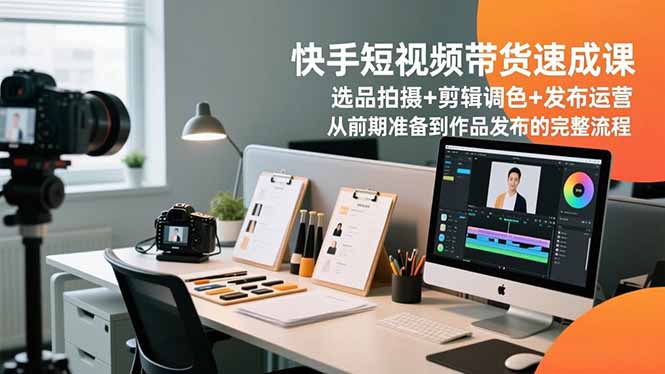 快手短视频带货速成课，选品拍摄+剪辑调色+发布运营，从前期准备到作品发布的完整流程-惠声网赚
