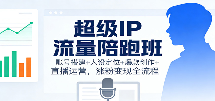 超级IP流量陪跑班：账号搭建+人设定位+爆款创作+直播运营，涨粉变现全流程-惠声网赚