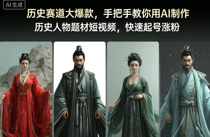 历史赛道大爆款，手把手教你用AI制作历史人物题材短视频，快速起号涨粉-惠声网赚